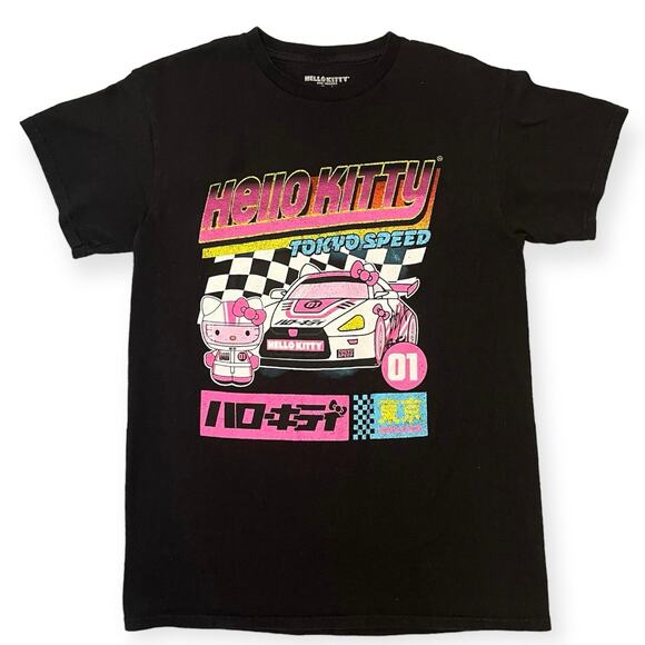 Hello Kitty Black Race Car Tokyo Drift Speed Japanese Graphic Tshirt Size Small - Picture 1 of 8